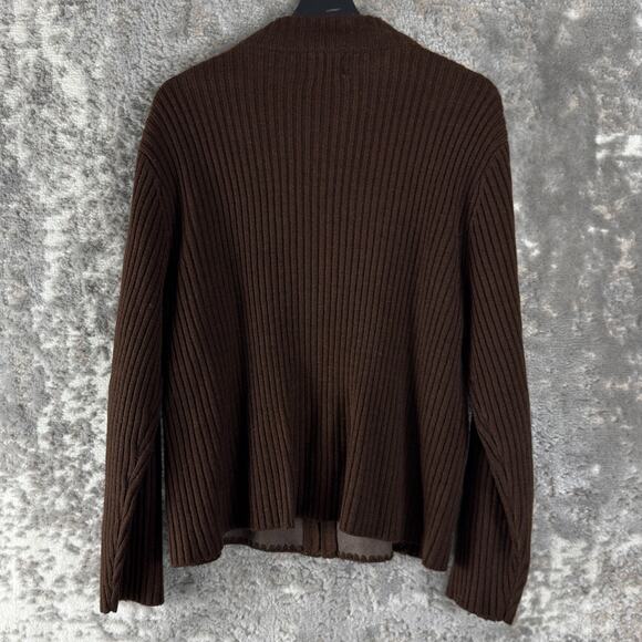 Designers Studio Original Size XL Ribbed Genuine Leather Suede Sweater Brown - Picture 5 of 9